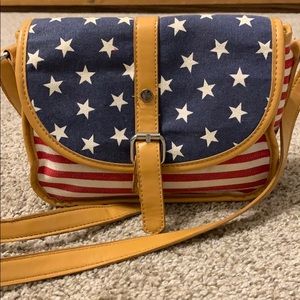 Red, white, & blue crossover bag